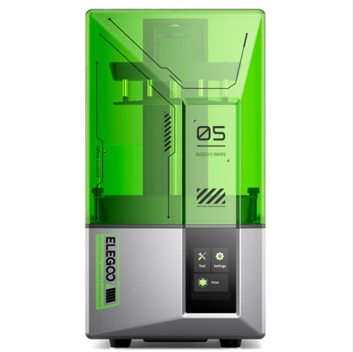 ELEGOO Mars 5 resin 3D printer green lid front view - Mr Resin
