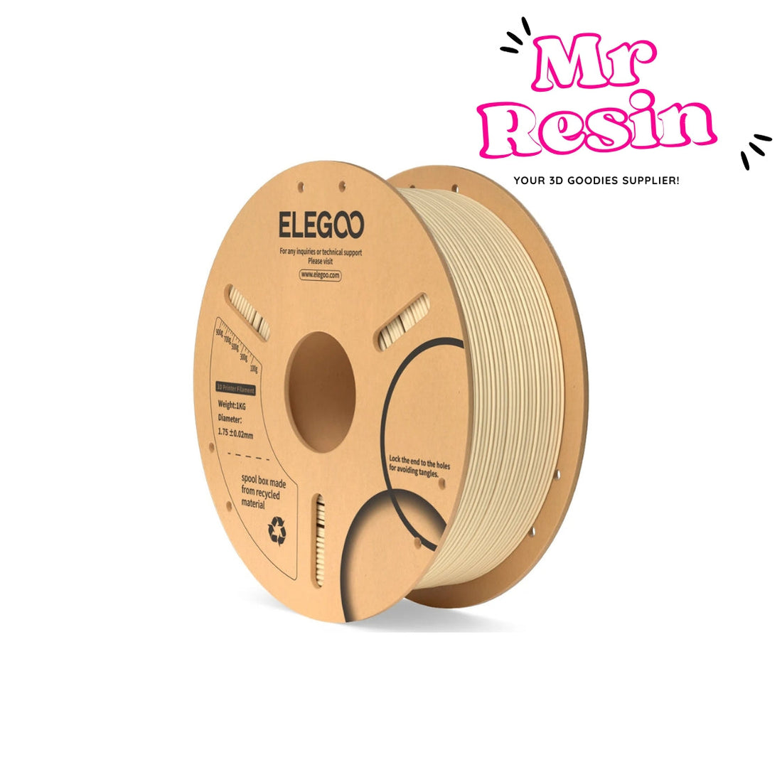 Filamento PLA ELEGOO 1.75mm 1kg Beige para impresora 3D FDM - Mr Resin