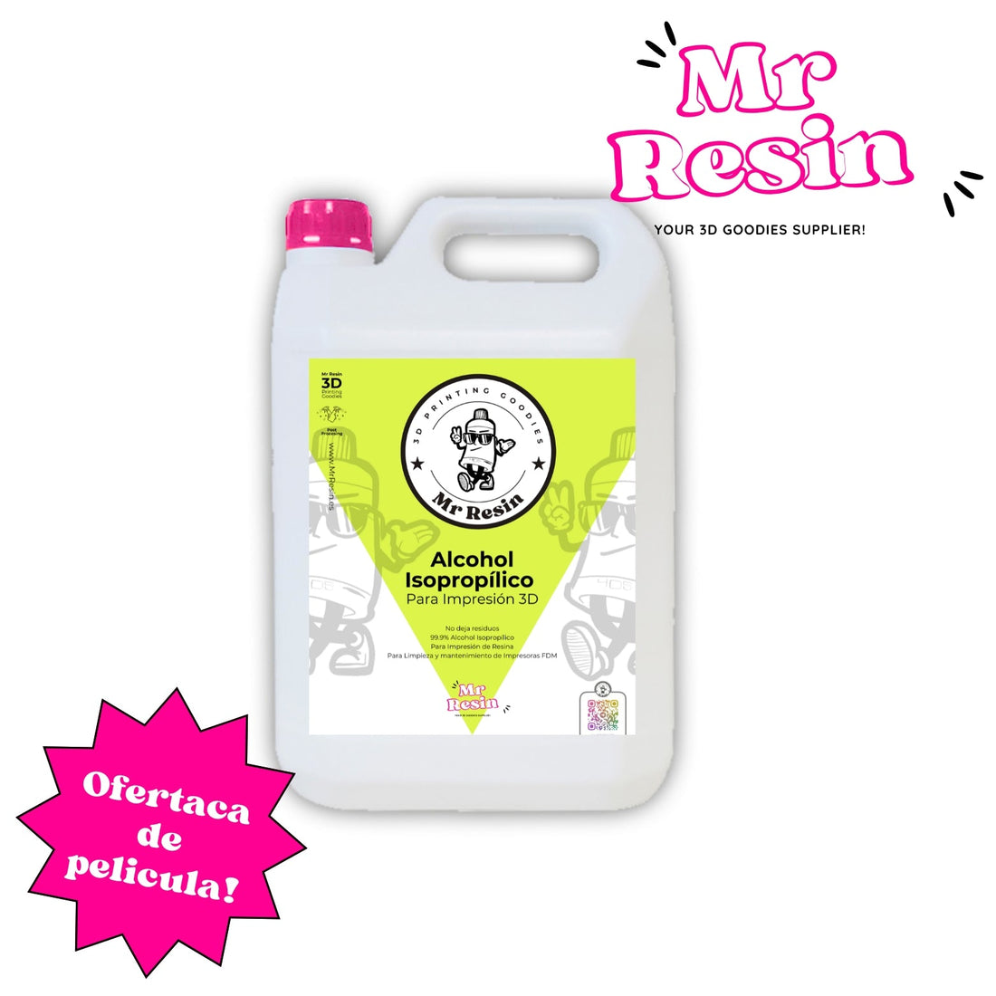Alcohol isopropilico 99% 5 litros para limpieza resina 3D - Mr Resin