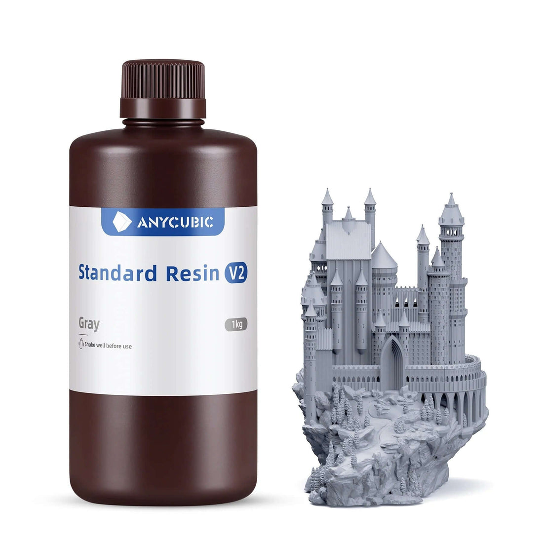 Botella de resina Anycubic Standard V2 con figura impresa en resina 3D - Mr Resin