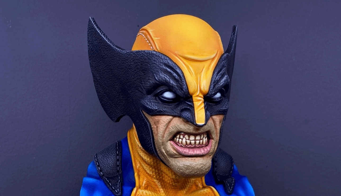 Busto de Wolverine impreso y pintado por Print and Paint Studio vista lateral izquierda - Mr Resin