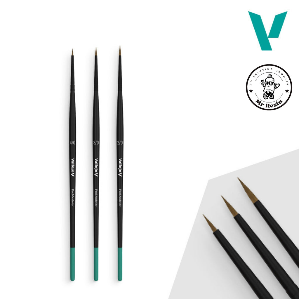 Vallejo Pro Modeler B01990 Definition Set natural hair brush set for miniatures - Mr Resin
