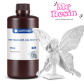Anycubic ABS like 3.0 resin bottle in white color, with an example figure