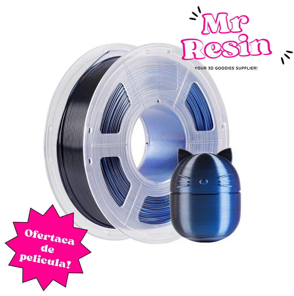 Filamento PLA+ Silk Anycubic 1.75mm bicolor Azul y Negro para impresora 3D FDM - Mr Resin