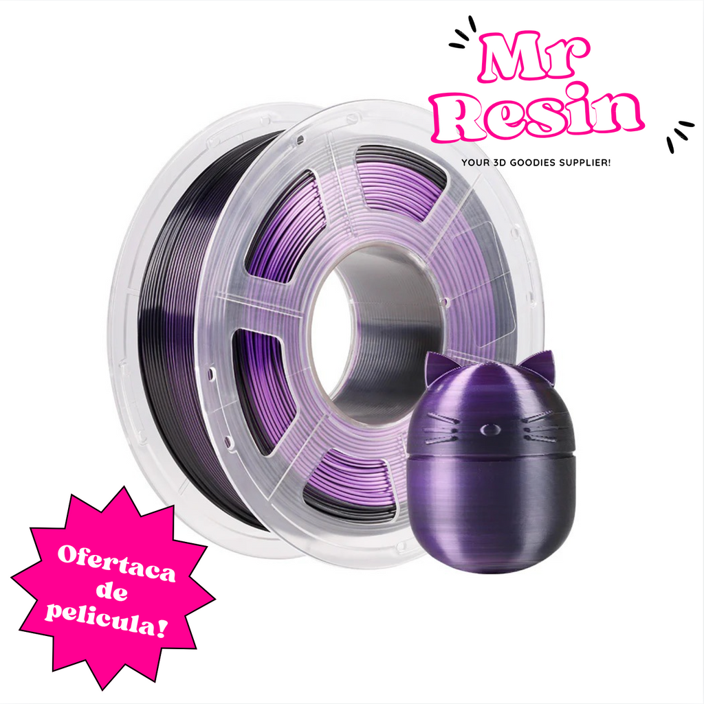 Filamento PLA+ Silk Anycubic 1.75mm bicolor Negro y Purpura impresora 3D FDM - Mr Resin