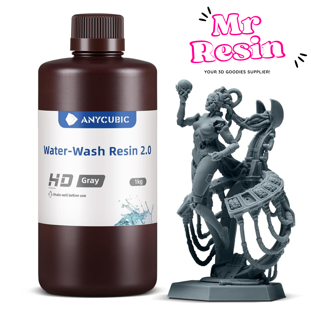 💧 Anycubic Water-Wash Resin 2.0 HD Gris, lavable al agua