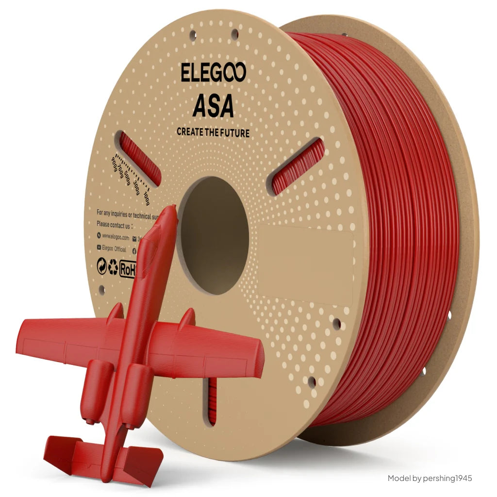 Filamento ASA ELEGOO 1.75mm 1kg Rojo para impresora 3D FDM exterior - Mr Resin