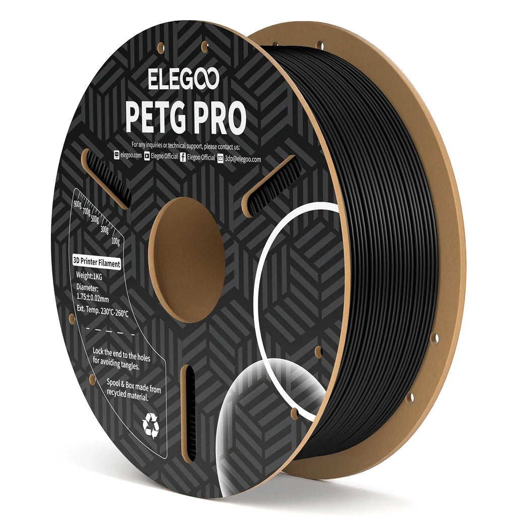 Filamento PETG Pro ELEGOO 1.75mm 1kg Negro para impresora 3D FDM - Mr Resin