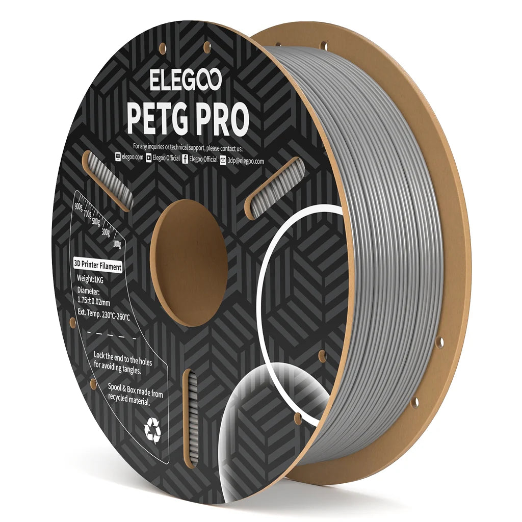 Filamento PETG Pro ELEGOO 1.75mm 1kg Gris para impresora 3D FDM - Mr Resin