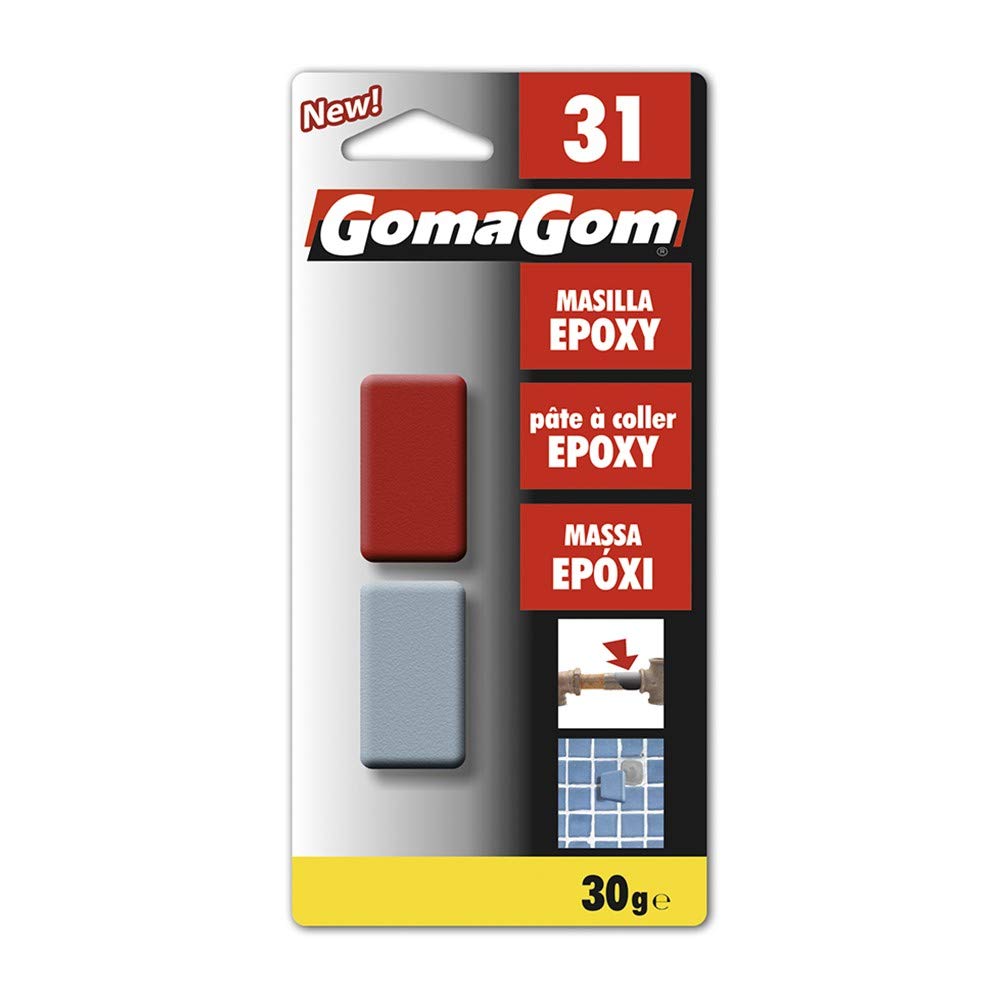 frontal de la masilla epoxy de gomagom super epoxy donde se muestran los dos componentes ideales para impresion 3D