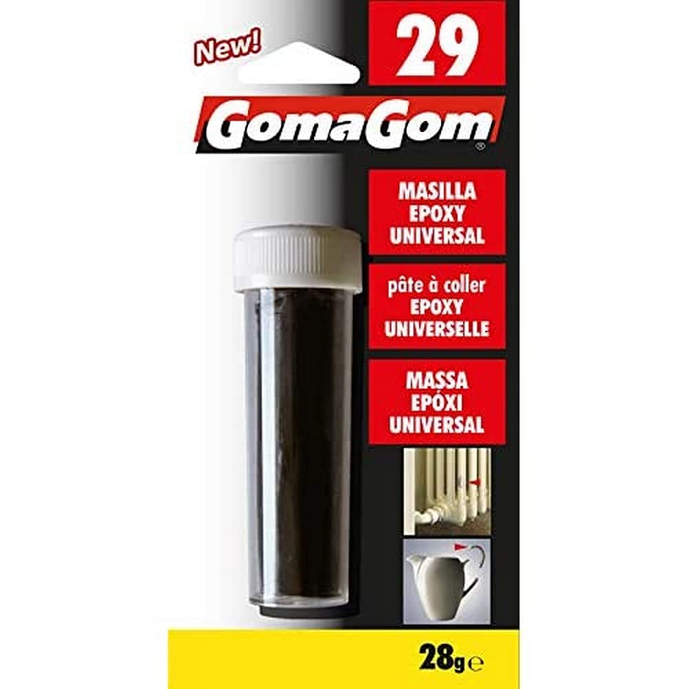 Bote masilla epoxi universal Gomagom 29 (28g) que endurece bajo agua. Repara piezas impresas en 3D expuestas a humedad y reparaciones generales.