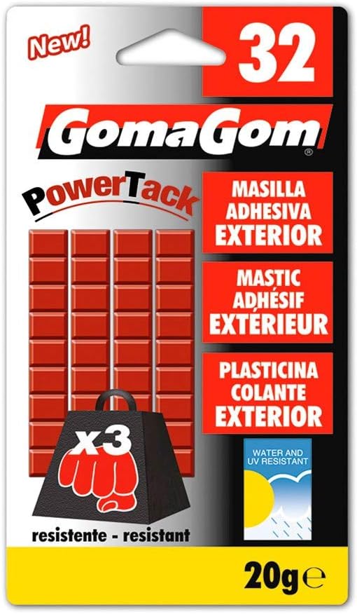 Gomagom 32 PowerTack 20g | Masilla Reutilizable tipo "blu-tack" para figuras y Miniaturas 3D