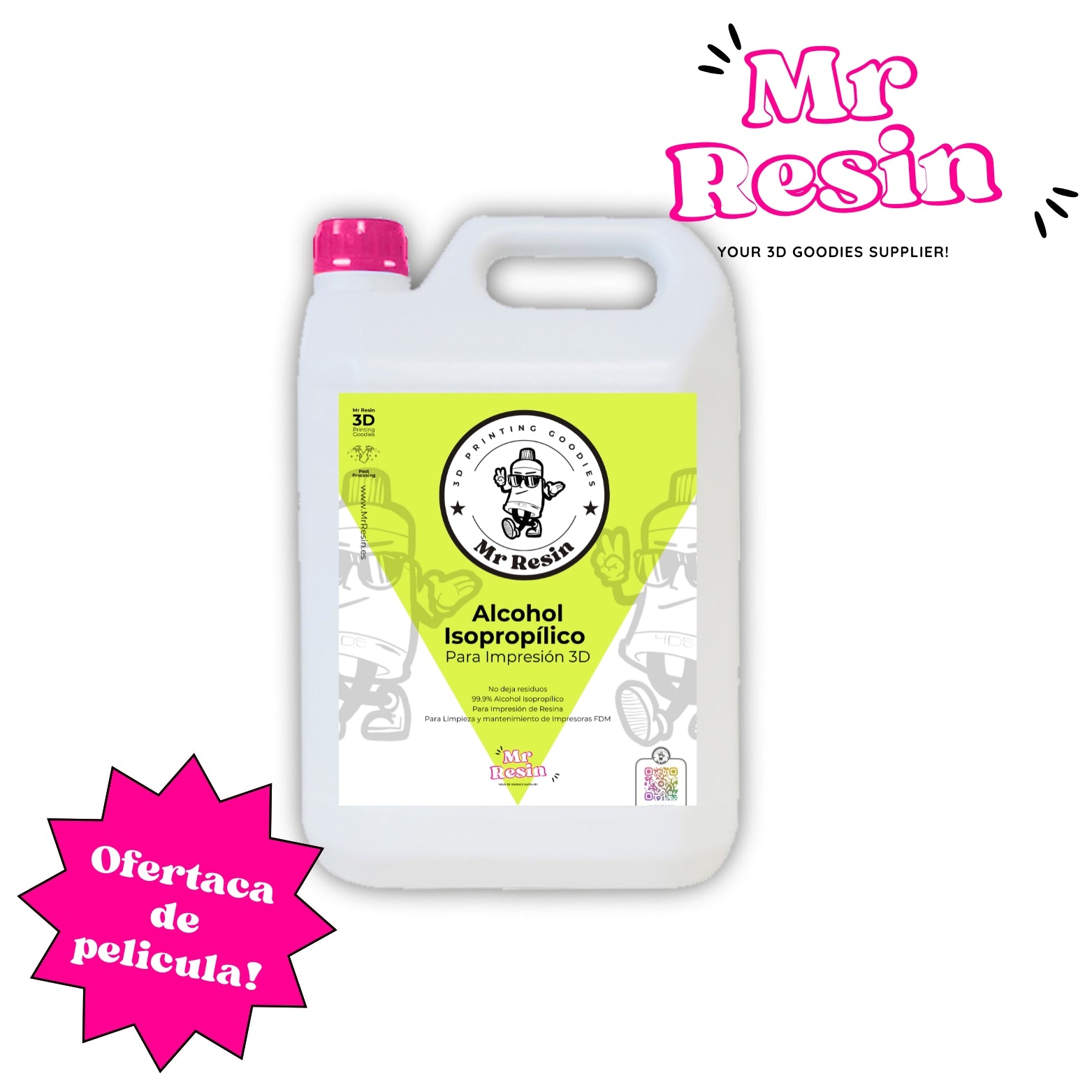 5 Litros de Álcool Isopropílico 99,9% Mr Resin, Para Impressão 3D em Resina e FDM