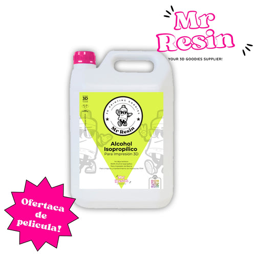 5 Litros de Alcohol Isopropílico 99,9% Mr Resin, Para impresión 3D de resina y FDM