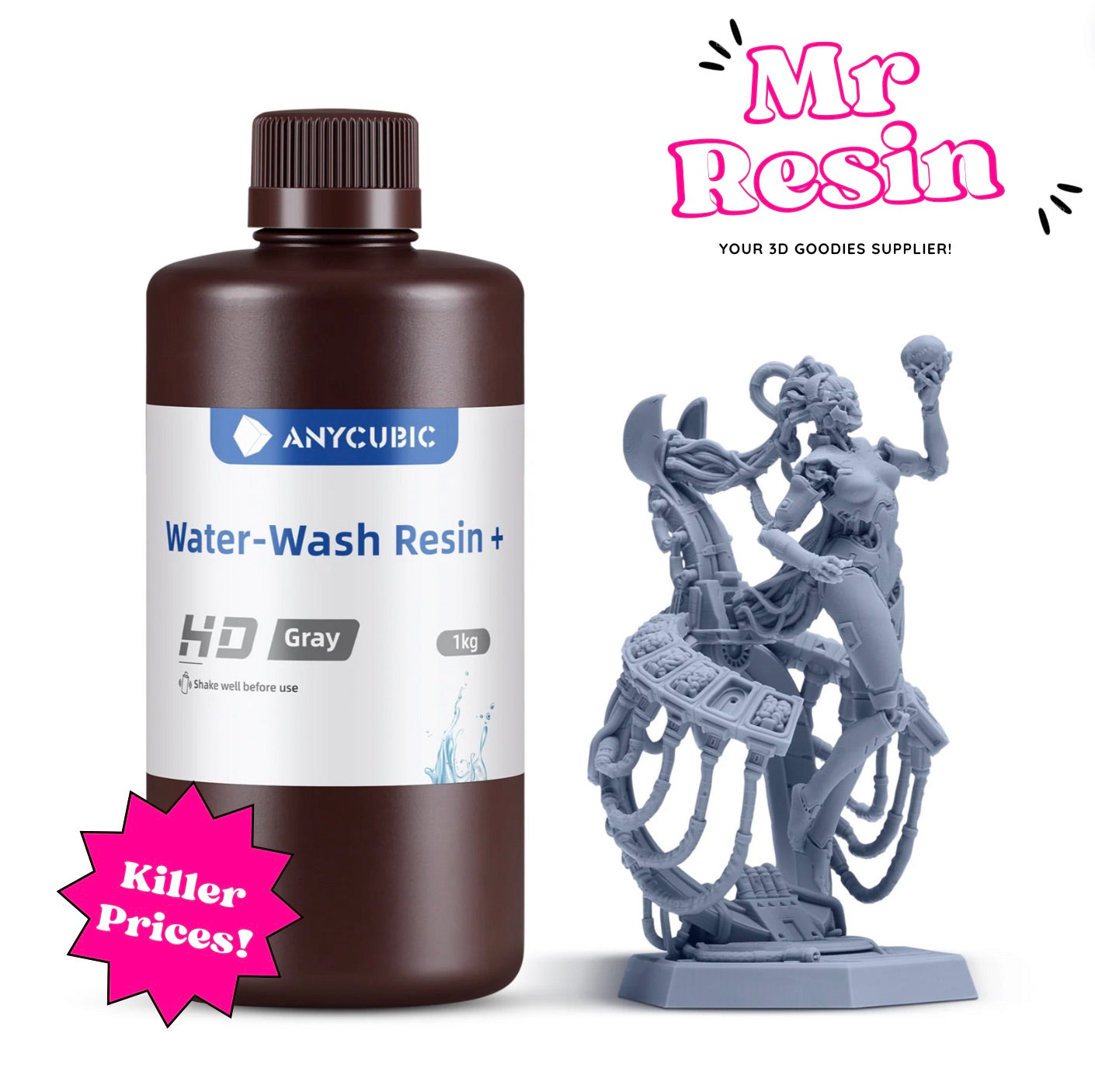 🔥1Kg Resina Lavable al Agua + HD, Water Wash Resin + HD ANYCUBIC🔥