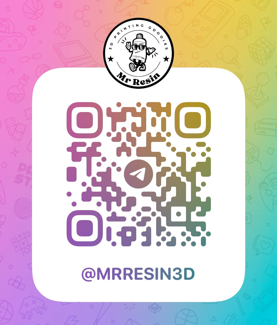 Codigo QR de el canal de telegram de Mr Resin