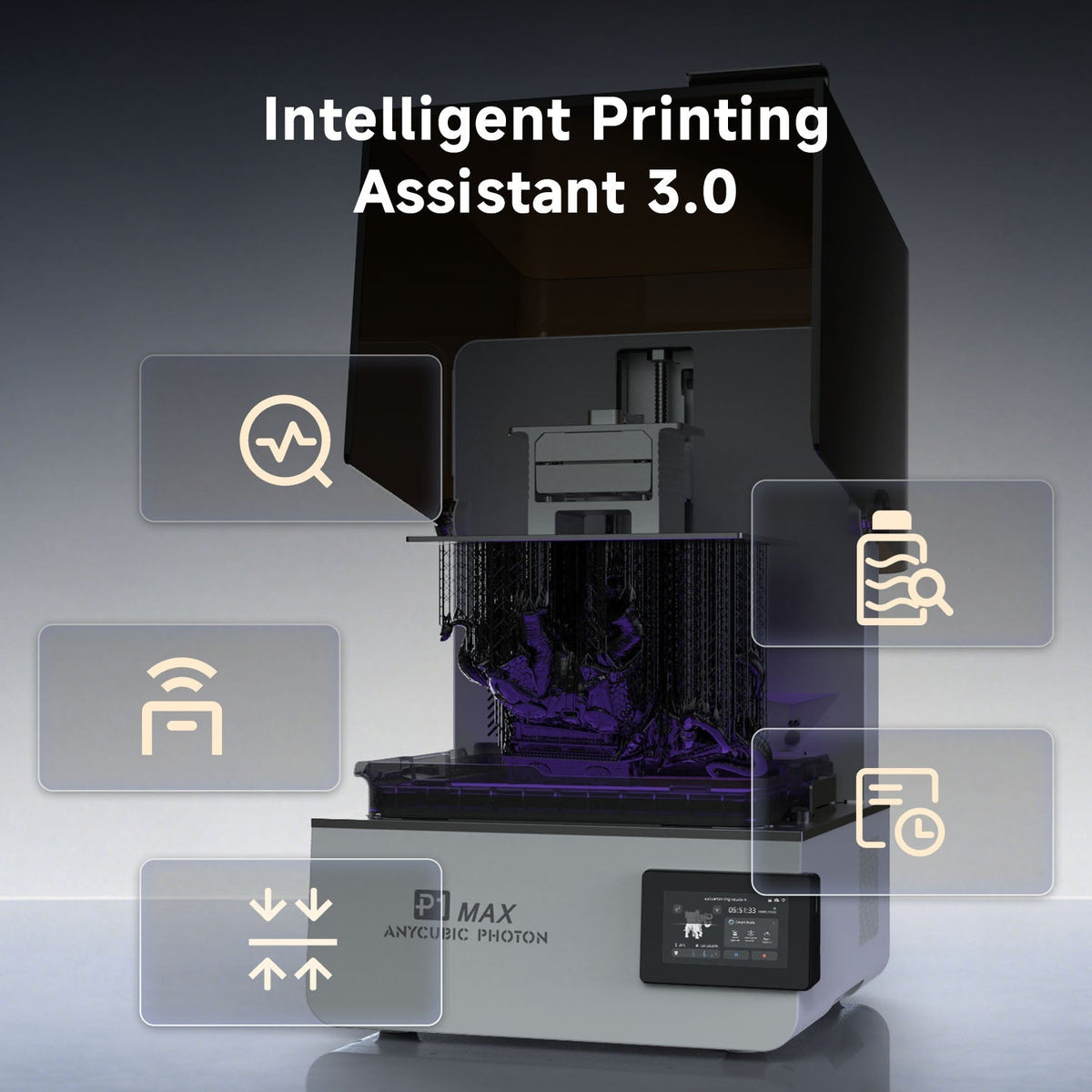 Intelligent Printing Assistant 3.0 de la Anycubic Photon P1 Max con funciones de detección