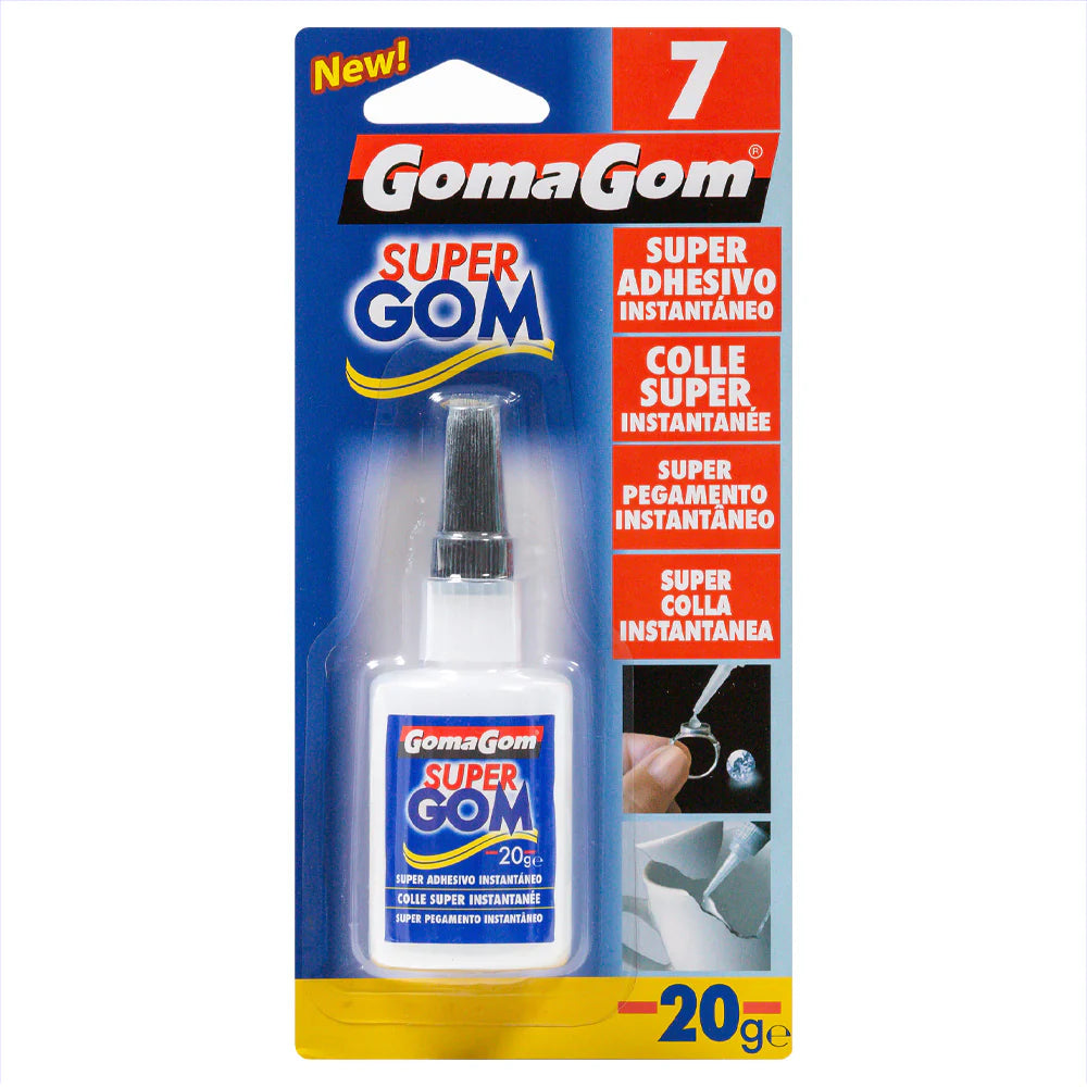 Botella super adhesivo cianoacrilato Gomagom 7 20g con boquilla conica para impresion 3D y reparaciones