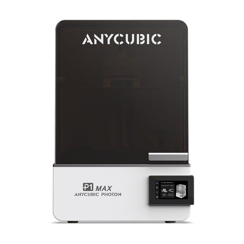 Anycubic Photon P1 Max vista frontal con tapa UV y pantalla táctil de 4,5 pulgadas