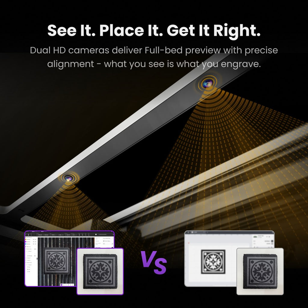 Doble cámara de 8 MP de la grabadora láser Aliencell X1 20W para colocar el diseño