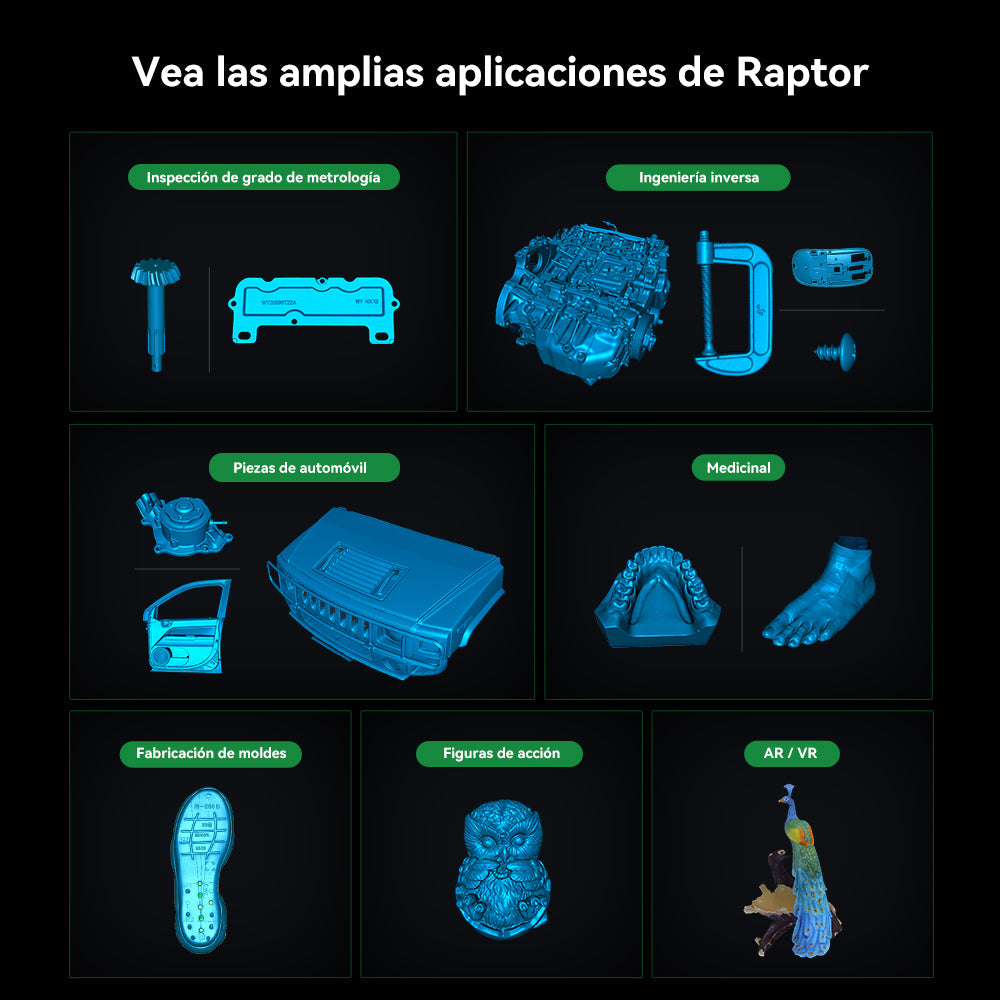 Aplicaciones del escáner 3D Creality CR-Scan Raptor: ingeniería inversa, automoción, moldes y figuras