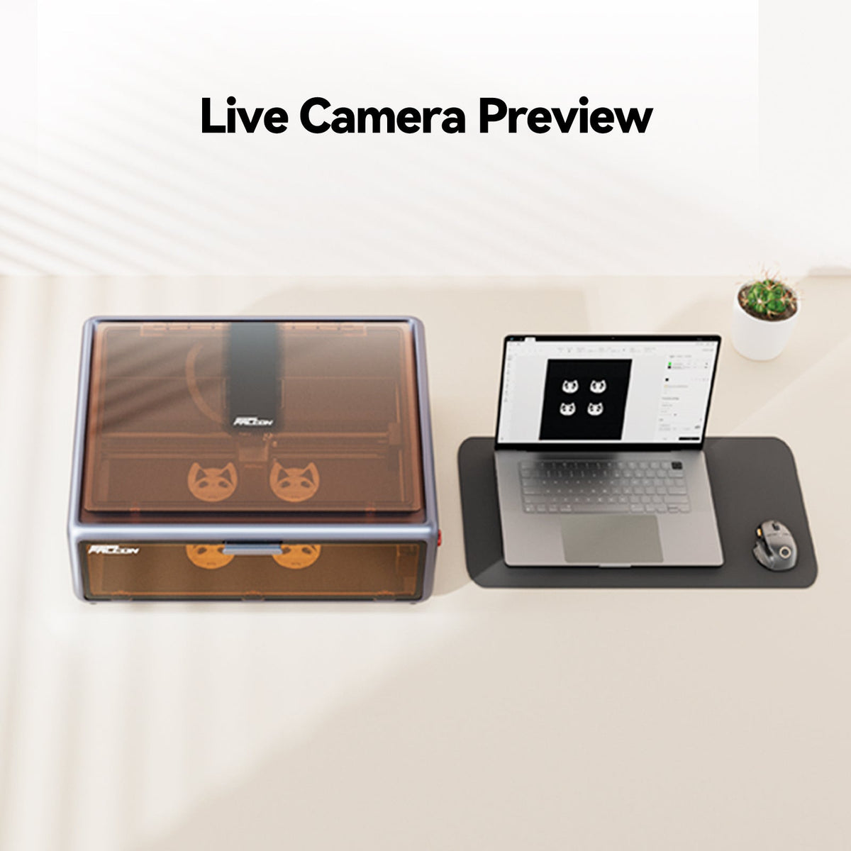Vista previa con cámara en directo de la grabadora láser Creality Falcon A1 10W