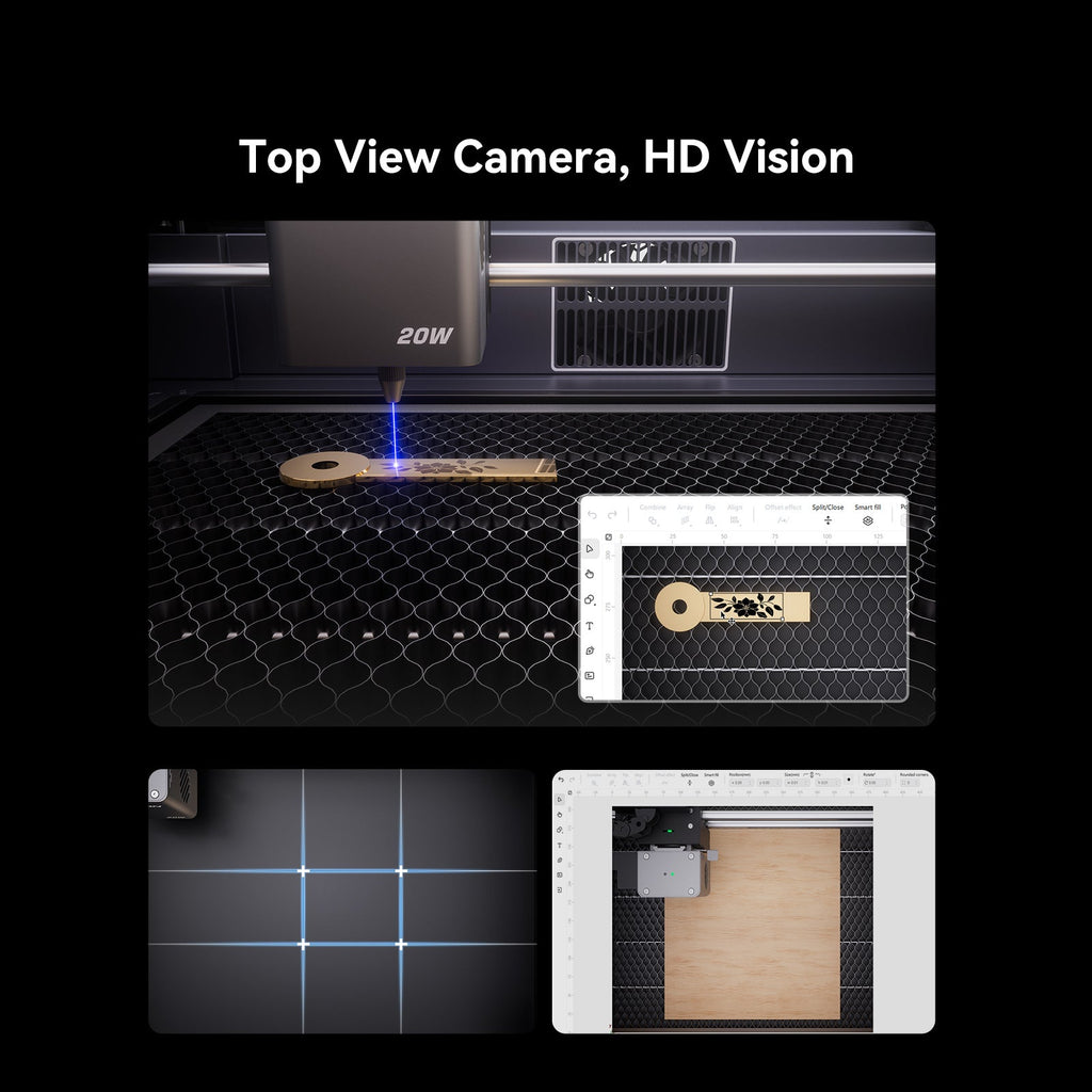 Cámara cenital HD para posicionar diseños en la grabadora láser Creality Falcon A1 Pro