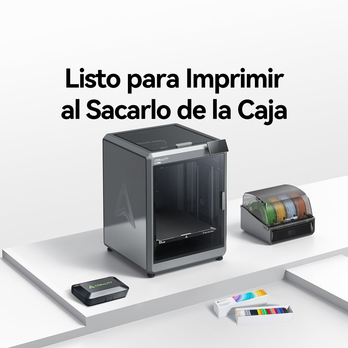Creality K2 Plus y CFS listos para imprimir al sacarlos de la caja