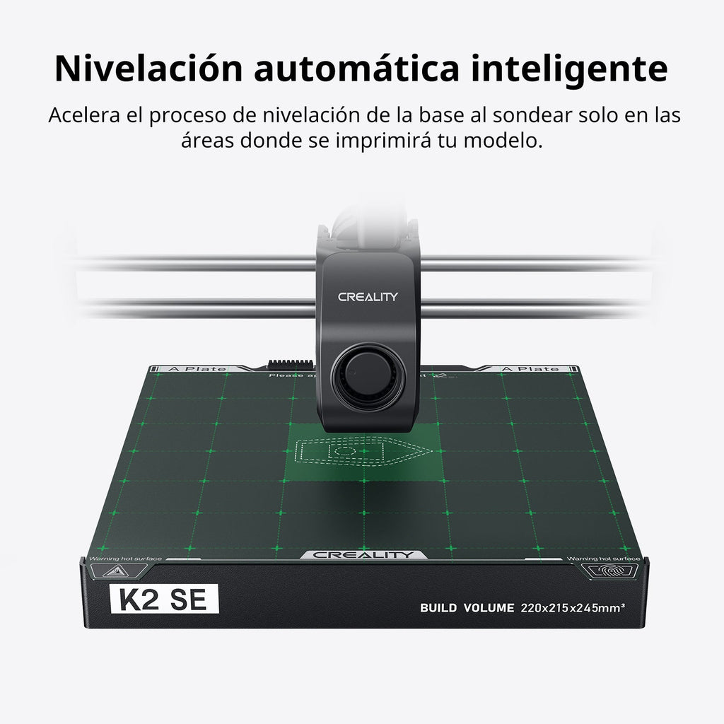 Nivelación automática inteligente sobre la cama de 220 x 215 mm de la K2 SE