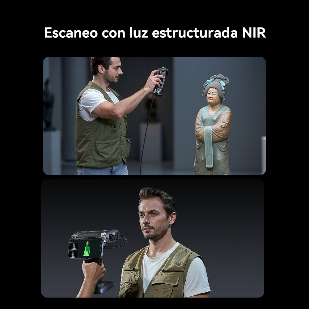 Escaneo de personas y esculturas con la luz NIR del escáner 3D Creality RaptorX