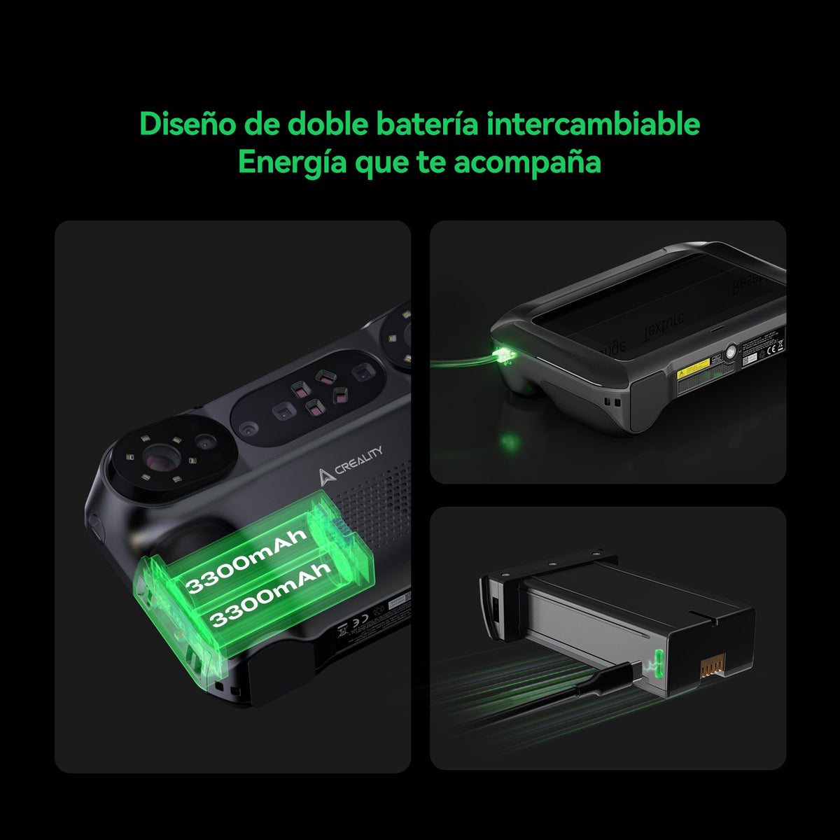Doble batería intercambiable de 3300 mAh del escáner 3D Creality Sermoon P1