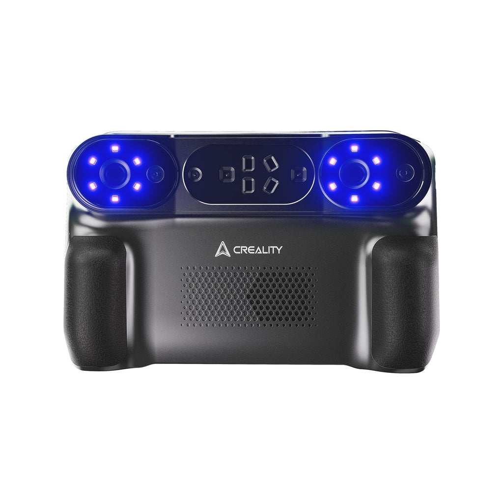 Escáner 3D Creality Sermoon P1 de frente con las luces azules de marcadores encendidas