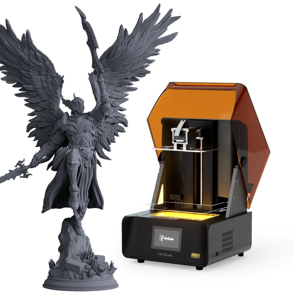Figura de ángel con mucho detalle impresa en la HeyGears Reflex RS Turbo