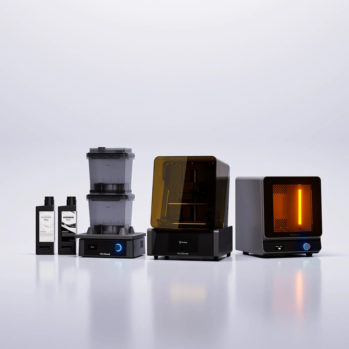 Flujo HeyGears completo: UltraCraft Wash, impresora Reflex y UltraCraft Cure