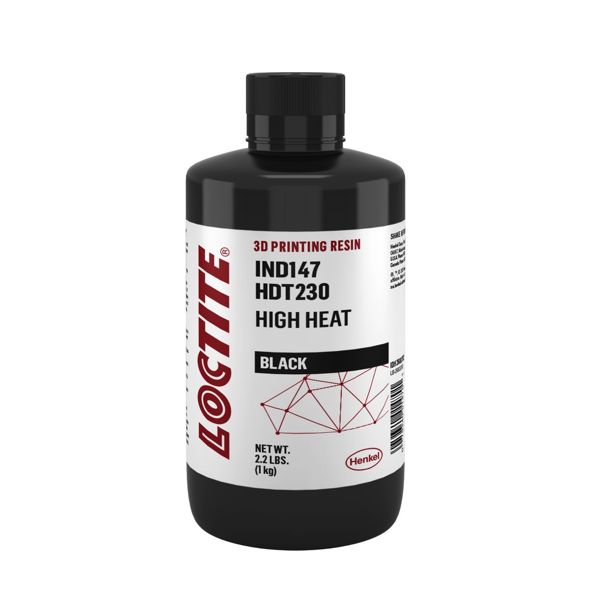 Bote de 1 kg de resina 3D Loctite 3D IND147 HDT230 High Heat negra