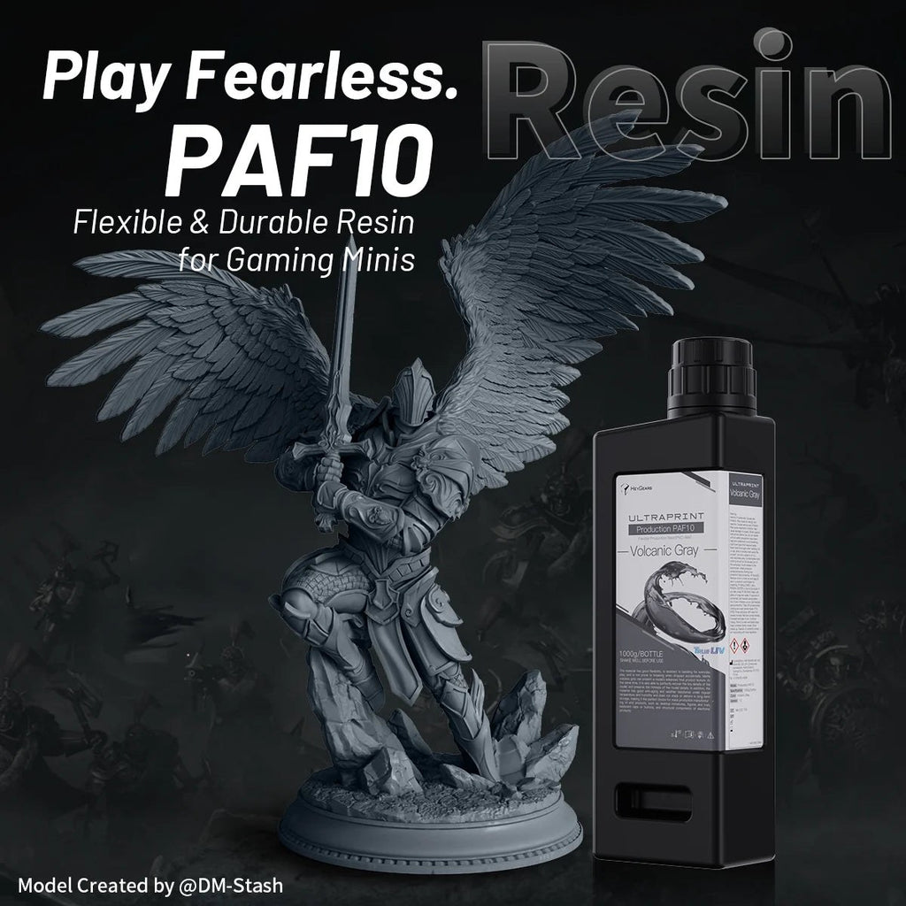Miniatura de ángel con espada impresa en resina flexible HeyGears PAF10 gris volcánico