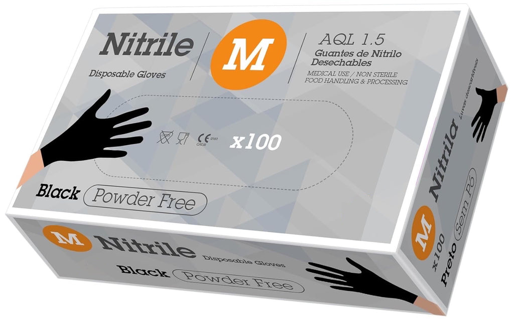 Gants en nitrile 3,5 grammes - Noir (Boîte de 100 unités)