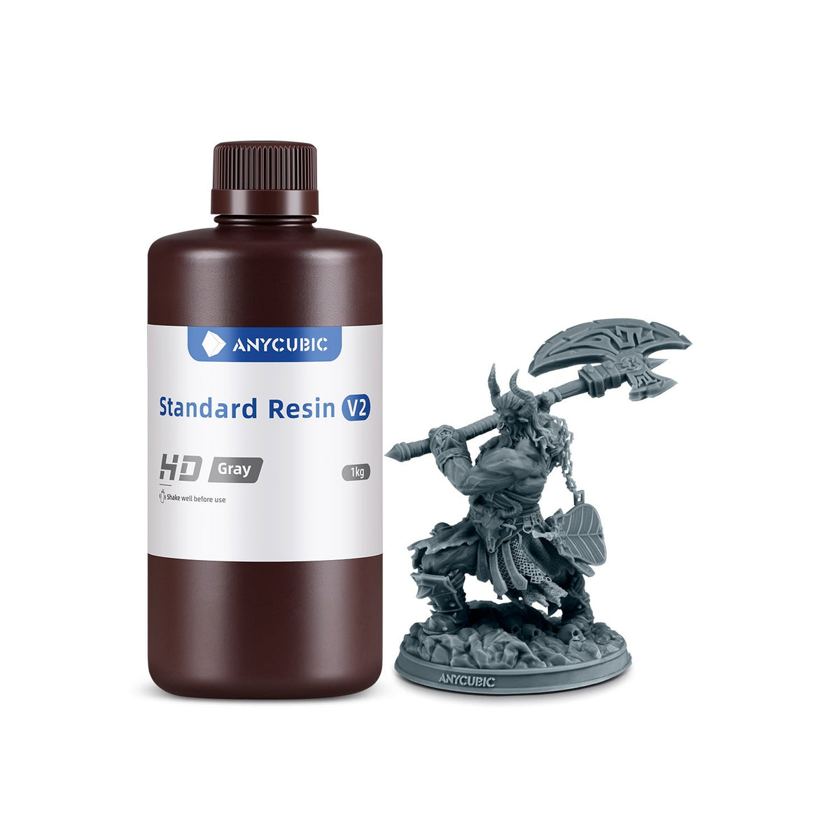 Bote de 1 kg de resina Anycubic Standard V2 HD gris