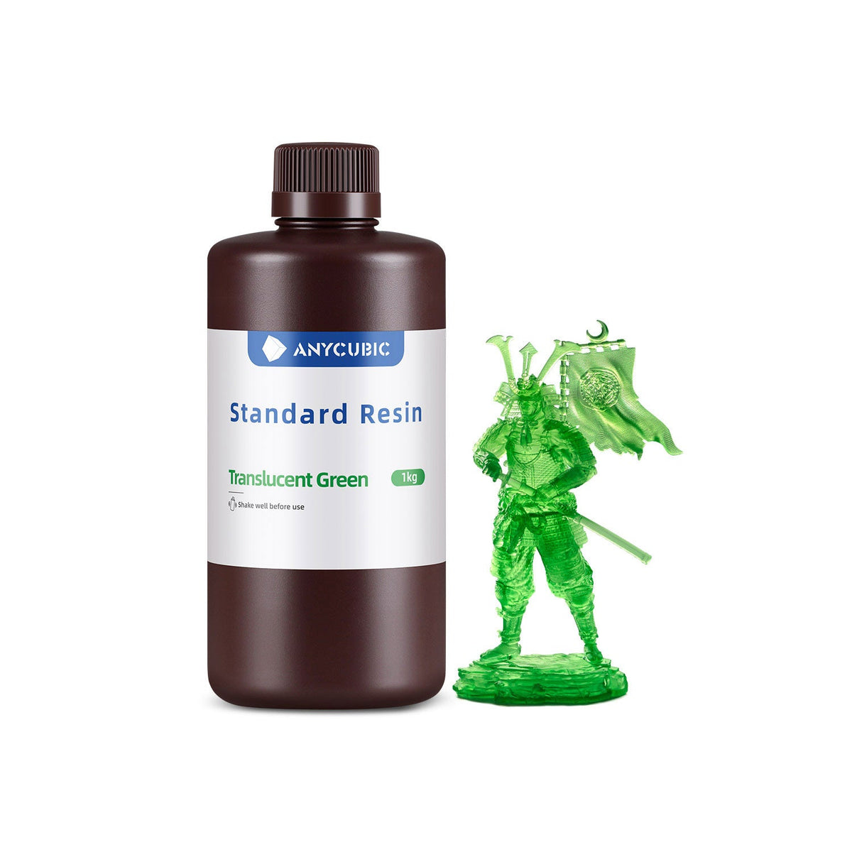 Bote de 1 kg de resina Anycubic Standard color Verde Translúcido V1