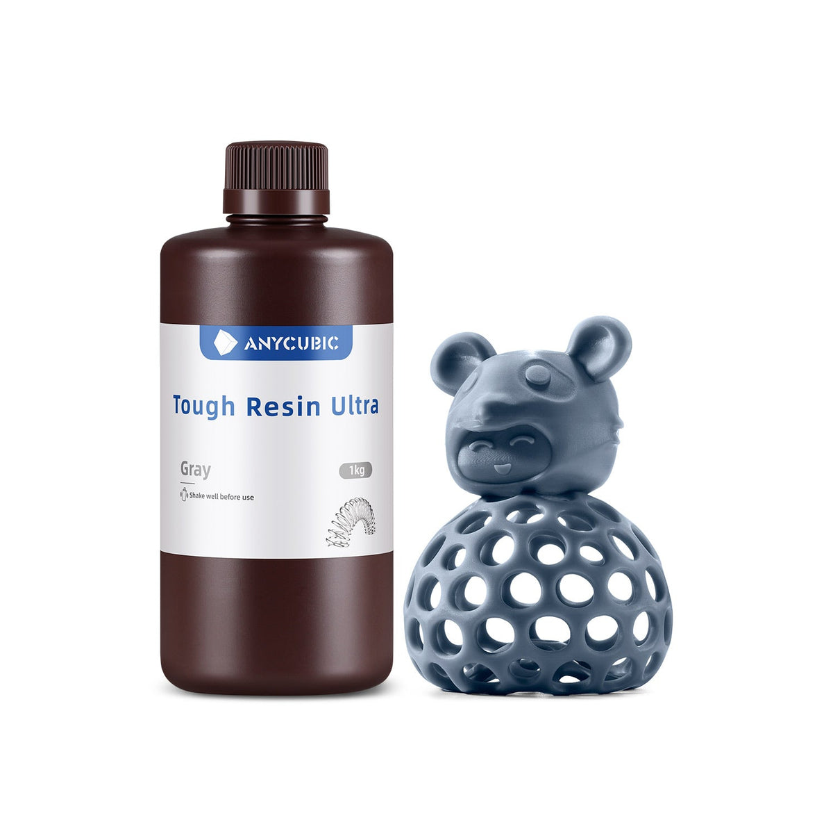 Bote de 1 kg de resina Anycubic Tough Ultra color Gris V1