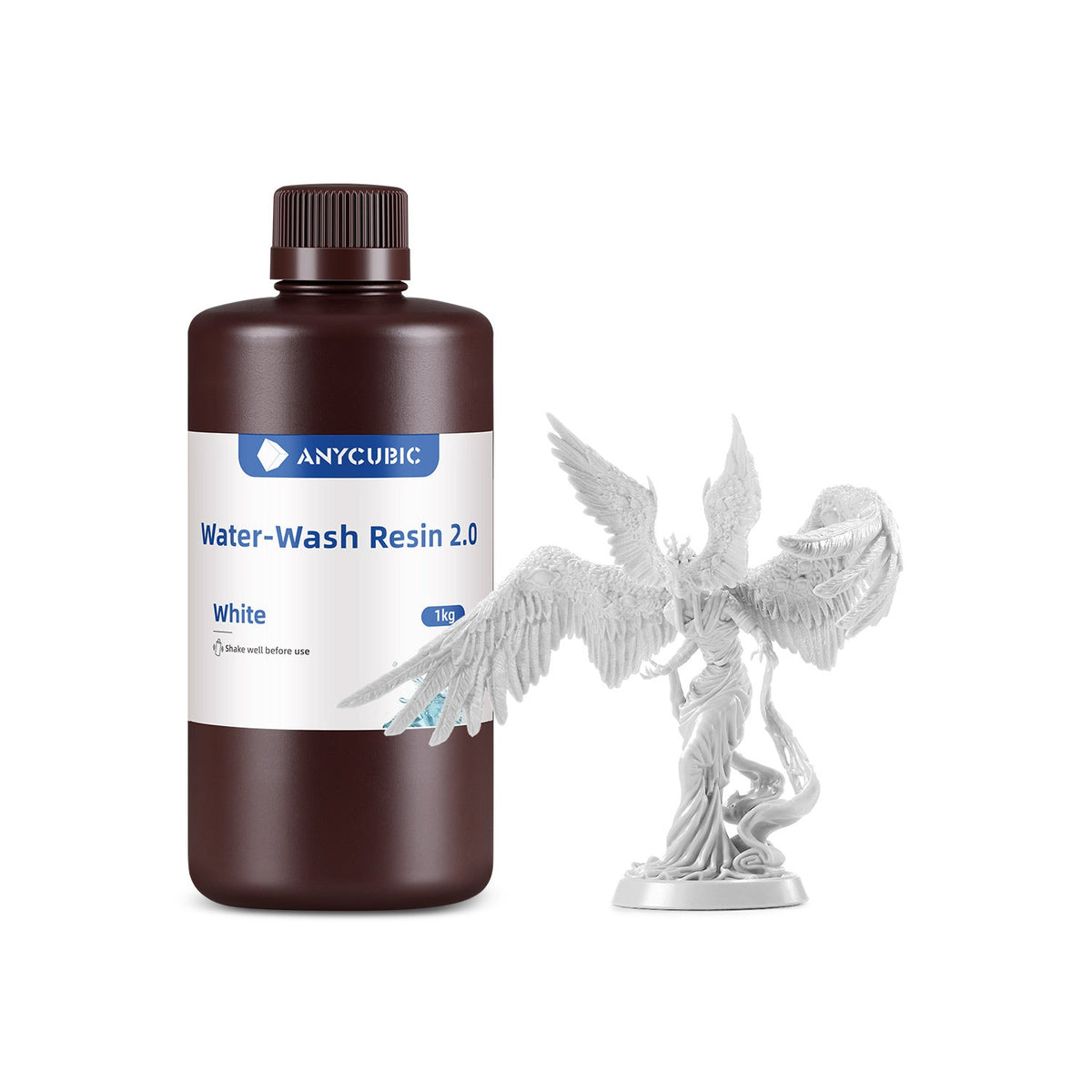 Bote de 1 kg de resina Anycubic Water-Wash 2.0 lavable al agua color Water Wash 2.0 Blanco