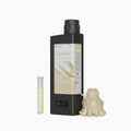 Botella de 1 kg de resina HeyGears UltraPrint PAWR10 amarillo crema con pieza impresa