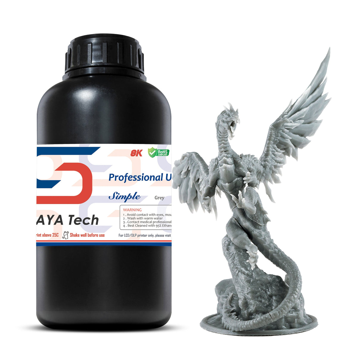 Bote de 1 kg de resina Siraya Tech Simple gris lavable al agua