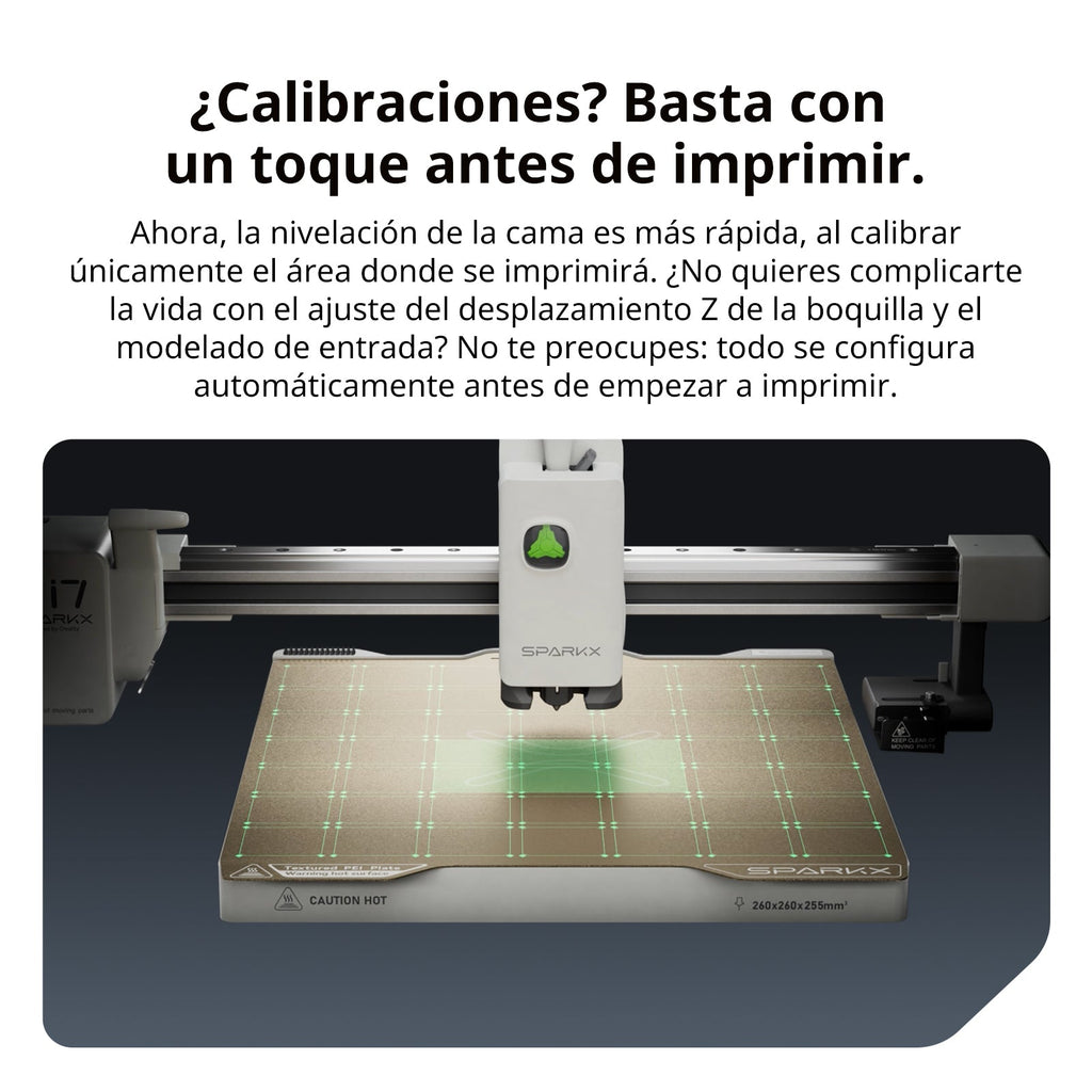 Calibración automática de la cama de la SPARKX i7 antes de imprimir