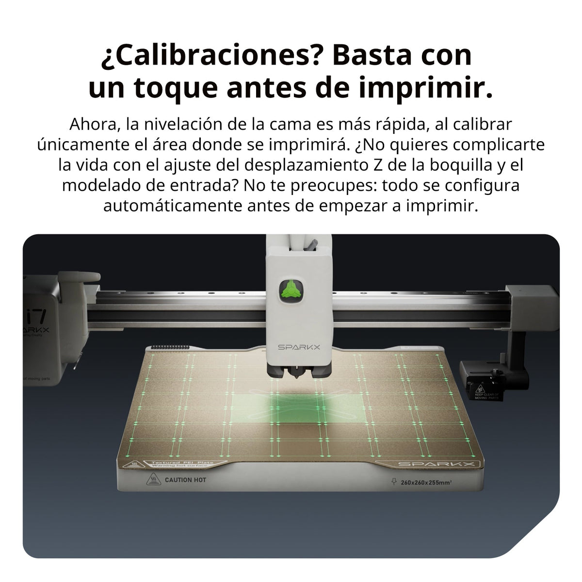 Calibración automática de la cama de la SPARKX i7 antes de imprimir