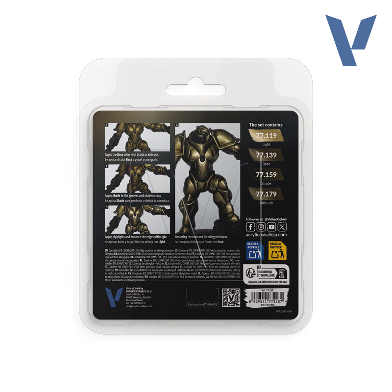 ✨ Vallejo TMM, True Metallic Metal, ensemble de 4 couleurs – Métaux réalistes avec flux BSL