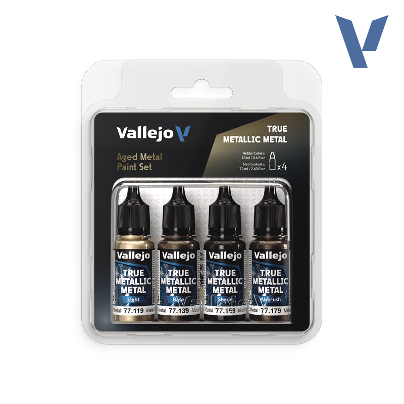✨ Vallejo TMM, True Metallic Metal, ensemble de 4 couleurs – Métaux réalistes avec flux BSL