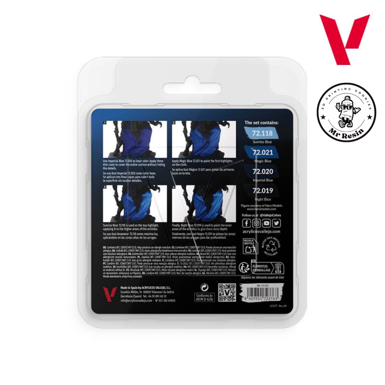 🔵 Ensemble de couleurs bleues Vallejo 72376, ensemble de couleurs bleues, Game Color