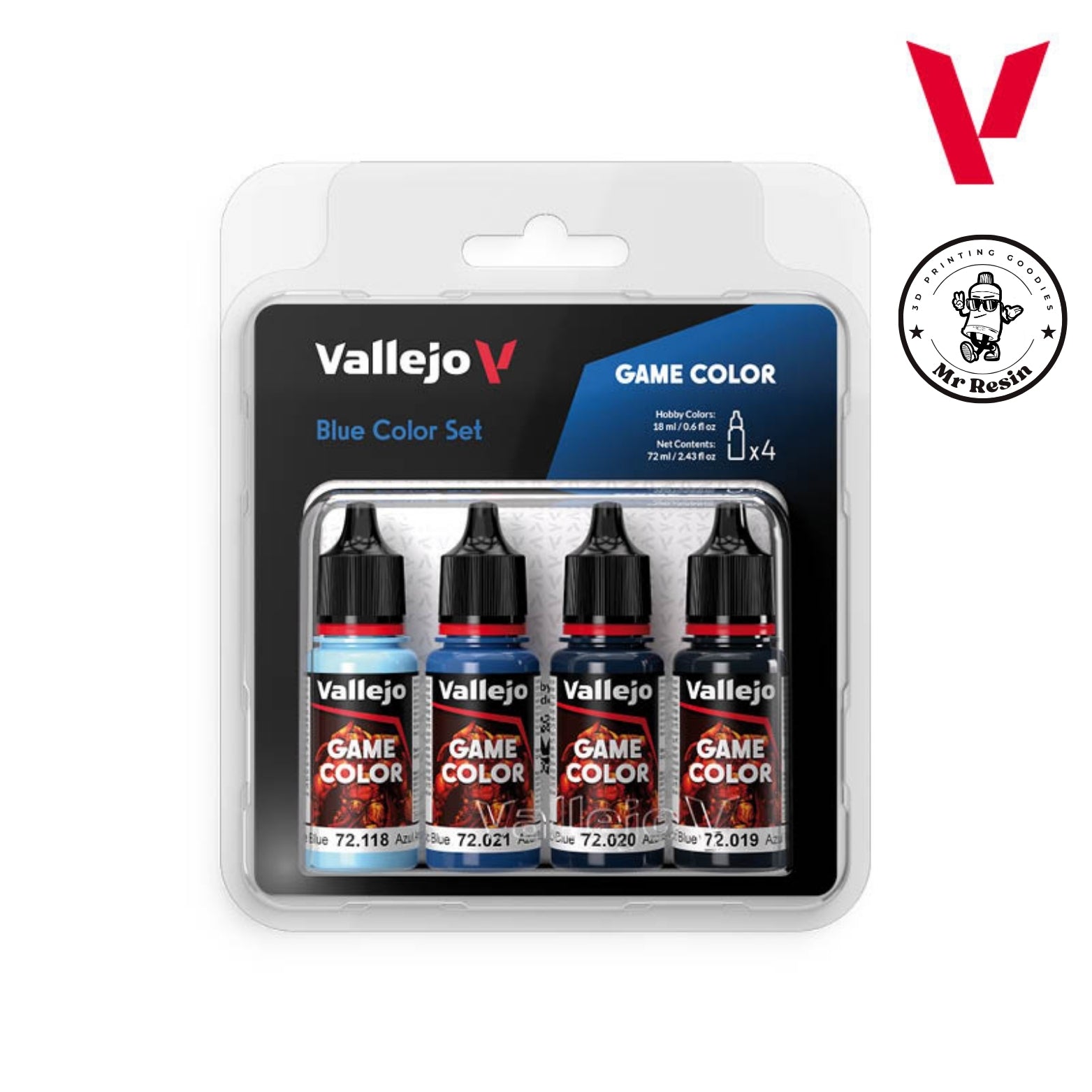 🔵 Ensemble de couleurs bleues Vallejo 72376, ensemble de couleurs bleues, jeu de couleurs