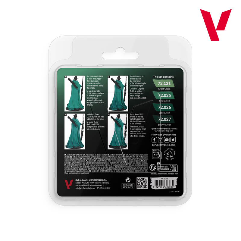 🏔️ Cold Green Color Set Vallejo 72383, Set Verde Frío Game Color